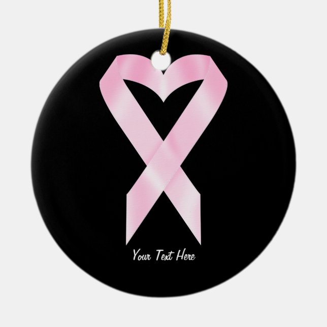 Adorno De Cerámica Cinta del cáncer de pecho (personalizable) (Frente)