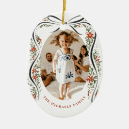 Adorno De Cerámica Cinta negra festiva con Poinsettias y vegetación