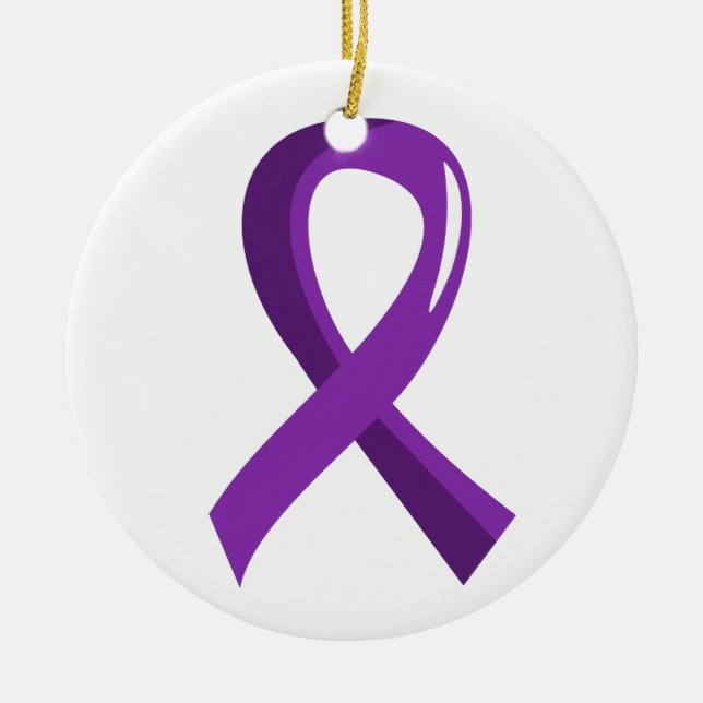 Adorno De Cerámica Cinta púrpura 3 del cáncer pancreático (Frente)