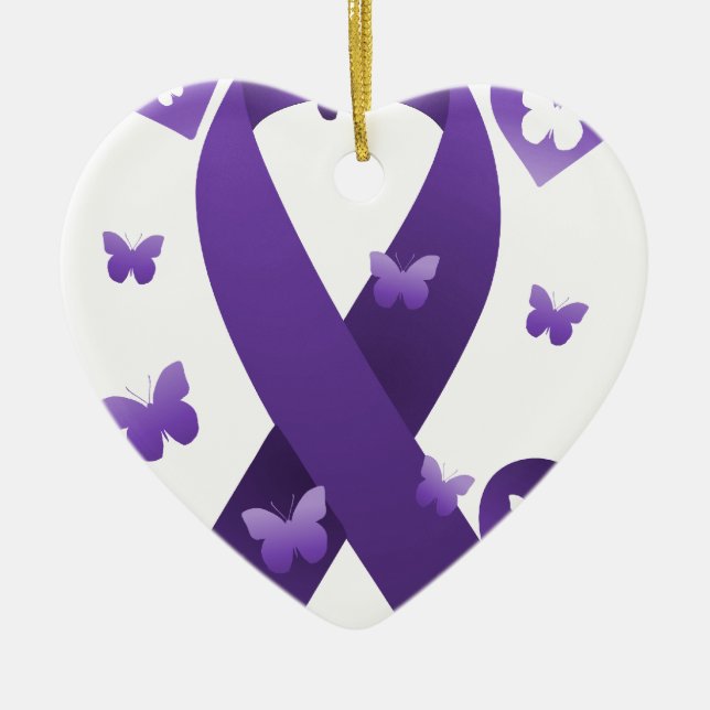 Adorno De Cerámica Cinta púrpura de la conciencia (Frente)