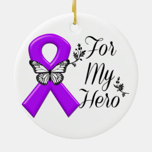 Adorno De Cerámica Cinta púrpura de la conciencia para mi héroe