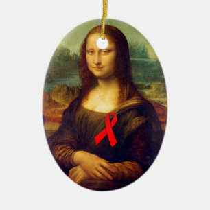 Adorno De Cerámica Cinta roja Mona Lisa