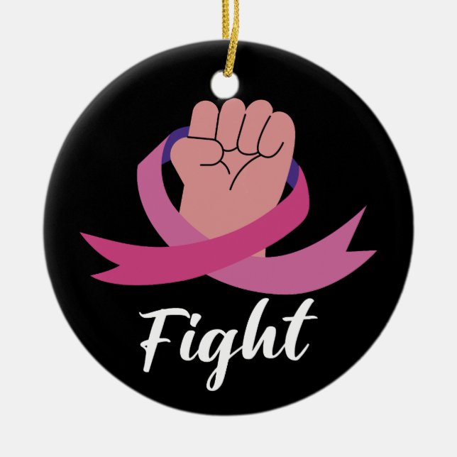 Adorno De Cerámica Cinta rosa Mujeres Concienciantes sobre el Cáncer  (Frente)