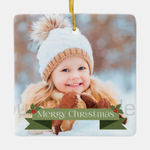 Adorno De Cerámica Cinta verde de navidad