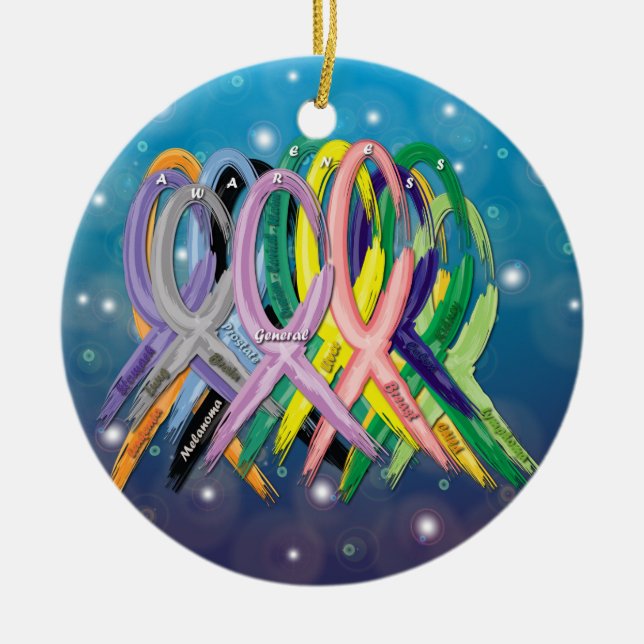 Adorno De Cerámica Cintas de la conciencia del cáncer (Frente)