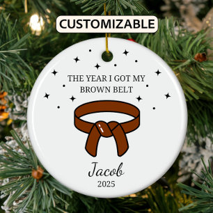 Adorno De Cerámica Cinturón de Karate Brown personalizado, conjunto d