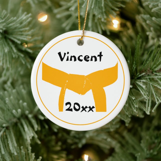 Adorno De Cerámica Cinturón Naranja de artes marciales (Árbol)