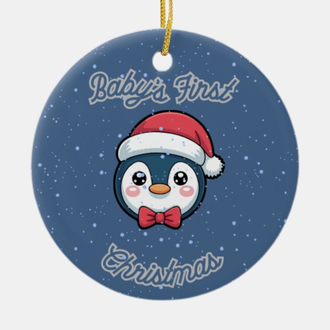 Adorno De Cerámica Circle Keepsake Ornament - Baby's First Christmas (Frente)