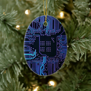 Adorno De Cerámica Circuito de Computadora Genial Azul