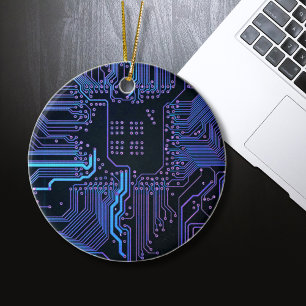 Adorno De Cerámica Circuito de Computadora Genial Azul