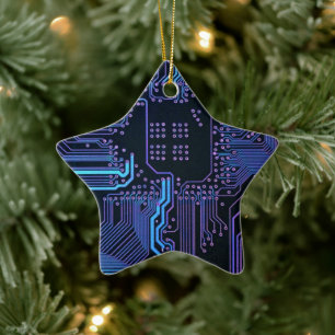 Adorno De Cerámica Circuito de computadora genial azul