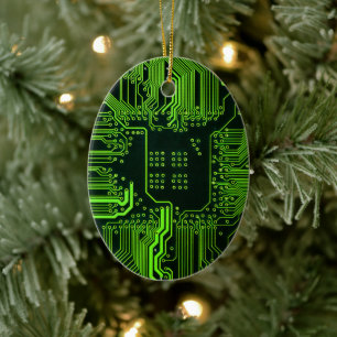 Adorno De Cerámica Circuito de Computadora Genial Verde