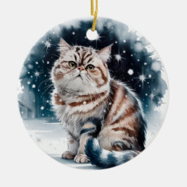 Adorno De Cerámica Círculo de gato persa Navidades honor navideño