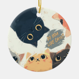 Adorno De Cerámica Círculo de Gatos Adorables – Ilustración de Gatos