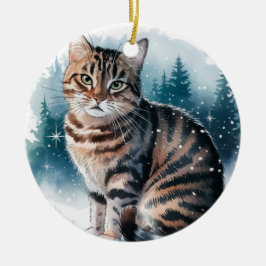 Adorno De Cerámica Círculo de gatos de Tabby doméstico Navidades de n