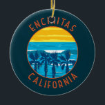 Adorno De Cerámica Círculo en problemas retro de Encinitas California<br><div class="desc">Encinitas retro diseño de viajes vectoriales en un estilo emblemático. Ubicada a lo largo de seis millas de la costa del Océano Pacífico,  Encinitas es un recordatorio intacto de la histórica cultura de la playa Highway 101 que prosperó a mediados de los años 1900.</div>