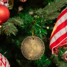 Adorno De Cerámica Círculo floral negro 50° aniversario Boda