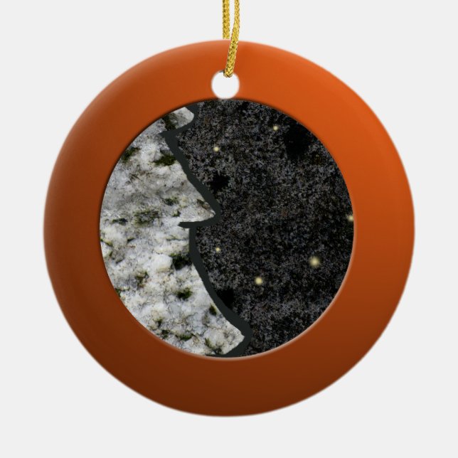 Adorno De Cerámica Círculo Naranja metálico y rock granito (Frente)
