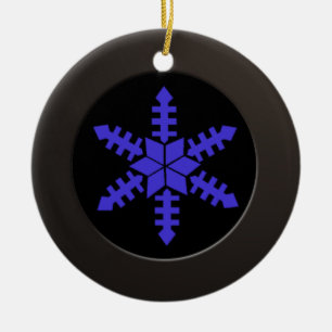 Adorno De Cerámica Círculo negro metálico y copo de nieve azul