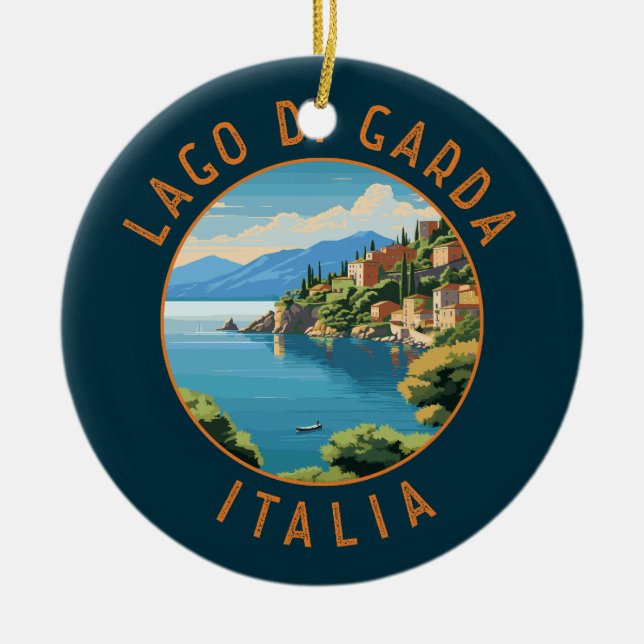 Adorno De Cerámica Círculo retro de Lago di Garda Italia (Frente)
