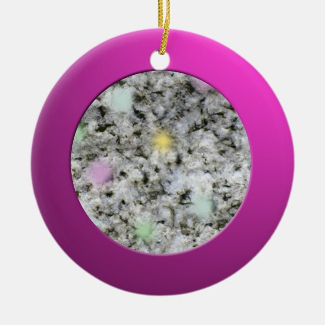 Adorno De Cerámica Círculo rosado metálico y granito pastel (Frente)