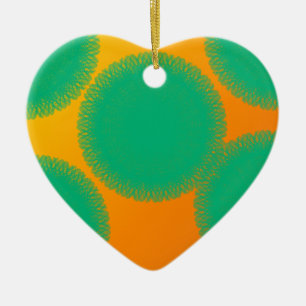 Adorno De Cerámica círculo verde en naranja amarillento