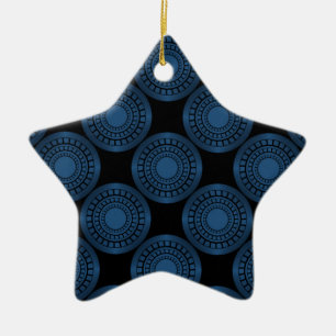 Adorno De Cerámica Círculos ultramodernos Estrella Ornamento, Azul