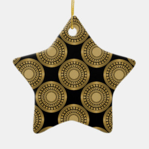 Adorno De Cerámica Círculos ultramodernos Estrella Ornamento, Dorado