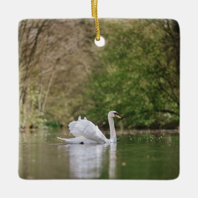 Adorno De Cerámica Cisne blanco (Anverso)