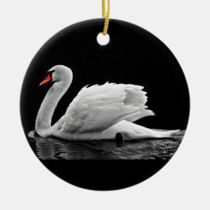 Adorno De Cerámica Cisne blanco en el lago