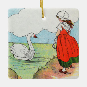 Adorno De Cerámica Cisne, cisne sobre el mar Madre de oca rima de gua