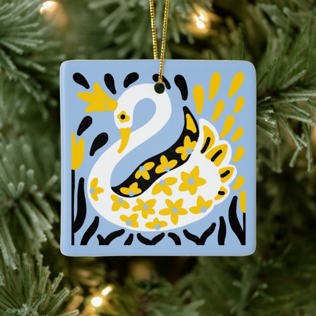 Adorno De Cerámica Cisne de hadas al estilo ruso (Árbol)