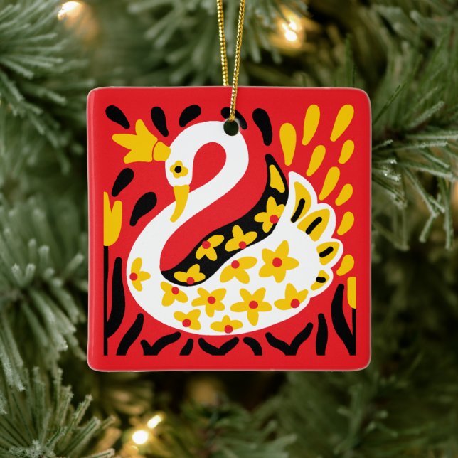 Adorno De Cerámica Cisne de hadas al estilo ruso (Árbol)