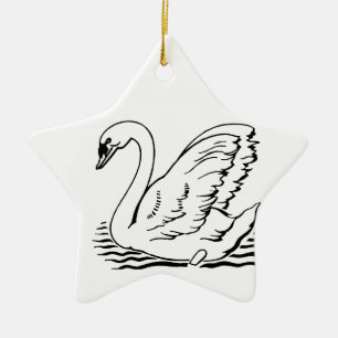Adorno De Cerámica Cisne elegante