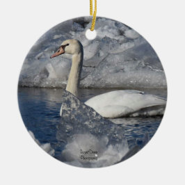 Adorno De Cerámica Cisne juvenil en río Icey