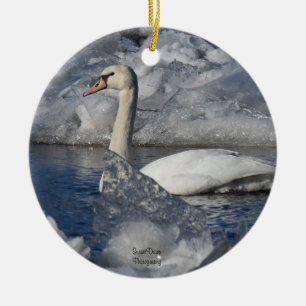 Adorno De Cerámica Cisne juvenil en río Icey