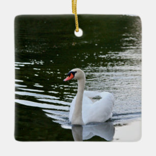 Adorno De Cerámica Cisne Mudo Elegante