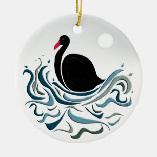 Adorno De Cerámica Cisne negro