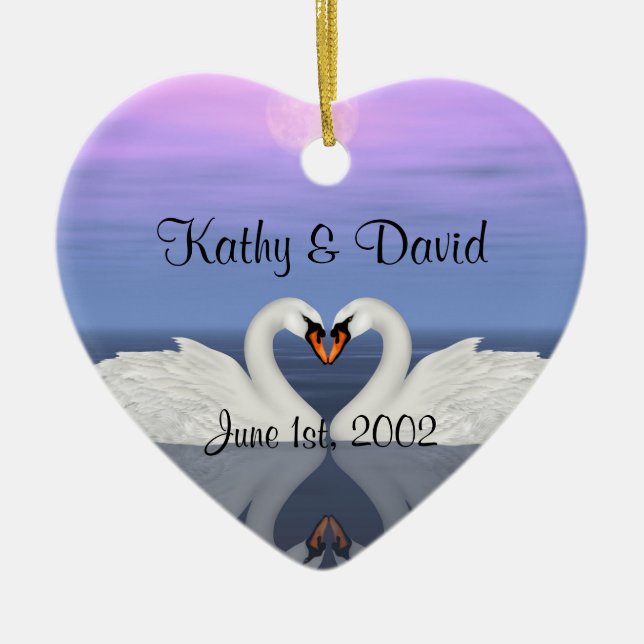 Adorno De Cerámica Cisnes de la boda (Frente)