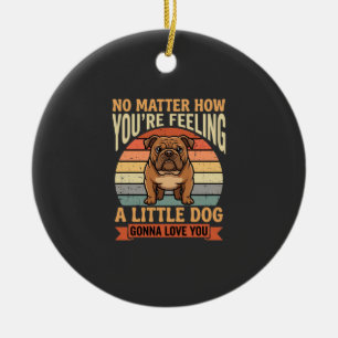 Adorno De Cerámica Cita de amor divertida de Bulldog Perro Retro