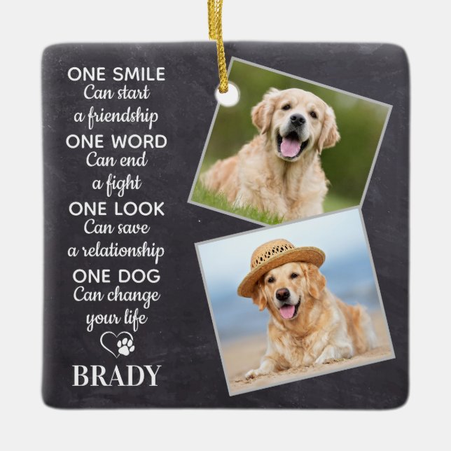 Adorno De Cerámica Cita de Dog Lover Mantener foto Mascota personaliz (Anverso)