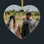 Adorno De Cerámica Cita De Dos Fotografías Que Tienes Junto A Tu Cora<br><div class="desc">¡Una forma cardíaca adornada con romanticismo en mente para cualquier época del año! Cámbiate fácilmente en tu foto favorita de los dos en la parte delantera y en la parte trasera adorables palabras No importa a dónde vayas Es a quién tienes a tu lado. Puede personalizar las palabras si lo...</div>