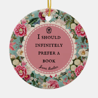 Adorno De Cerámica Cita de Jane Austen con flores vintage