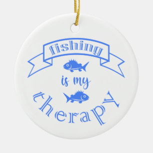 Adorno De Cerámica Cita de la bandera Pesca es mi terapia