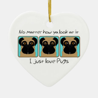 Adorno De Cerámica Cita de Love Pugs y graciosos insectos mirando a s