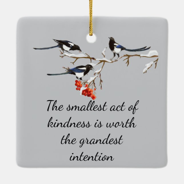 Adorno De Cerámica Cita de Magpies de Navidades personalizados (Reverso)