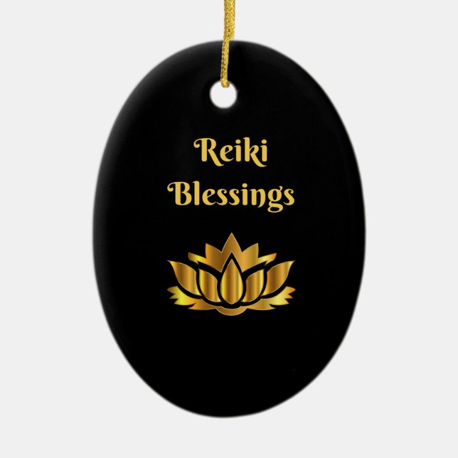 Adorno De Cerámica Cita de 'Reiki Blessings' (Frente)
