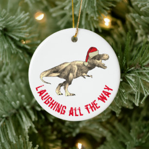 Adorno De Cerámica Cita de T. rex Funny Santa Laughing