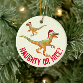 Adorno De Cerámica Cita Divertida de Santa Dinosaurio Raptor