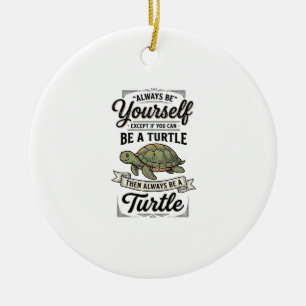 Adorno De Cerámica Cita Divertida de Tortuga Diseño de Grabado Vintag